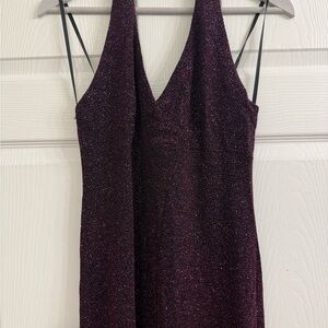 Elegant 90s Vintage Purple Glitter Dress
